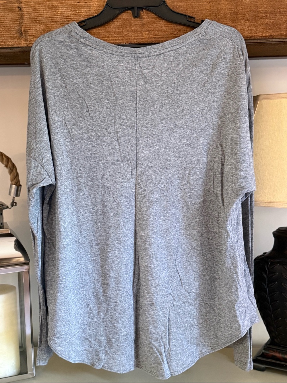 Nike Women's Long-Sleeve Grey Logo Tee with Metallic Accent - Picture 2 of 3
